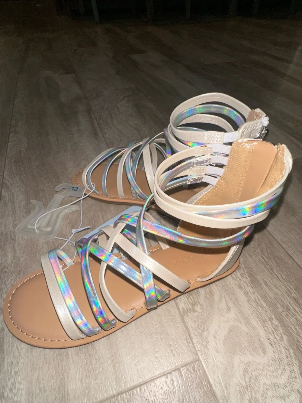 Silver Holographic Strappy Sandals New